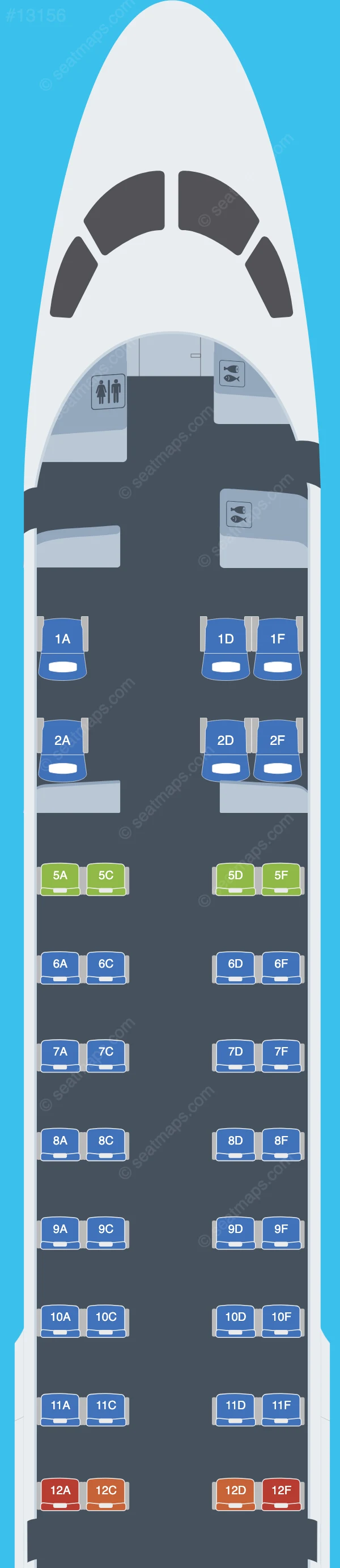 Amelia International Embraer E190 seatmap preview