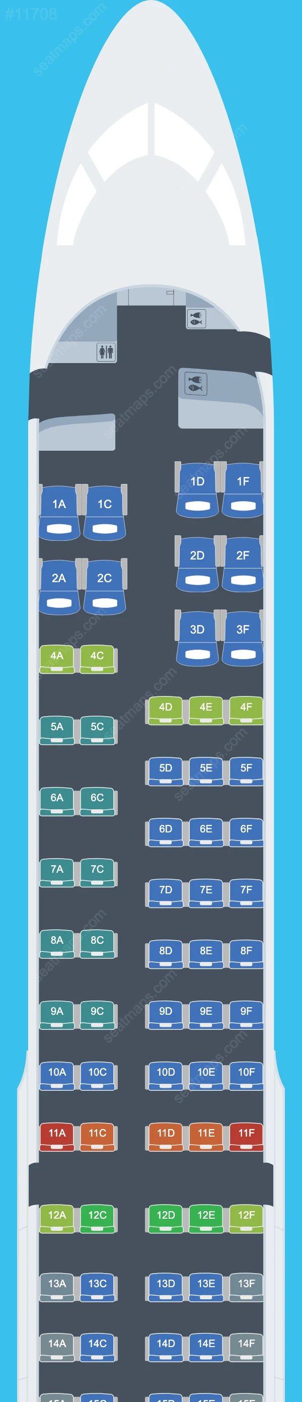 Plans des sièges de l'avion Airbus A220-300 de National Jet Systems A220-300