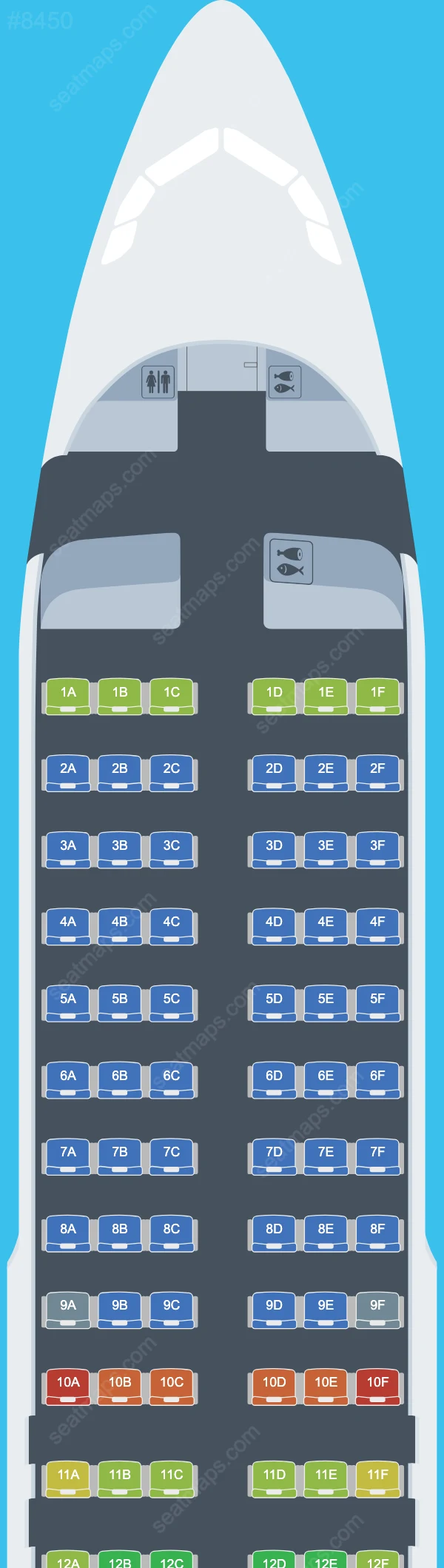 Схема салона British Airways в самолете Airbus A320 A320-200neo V.1
