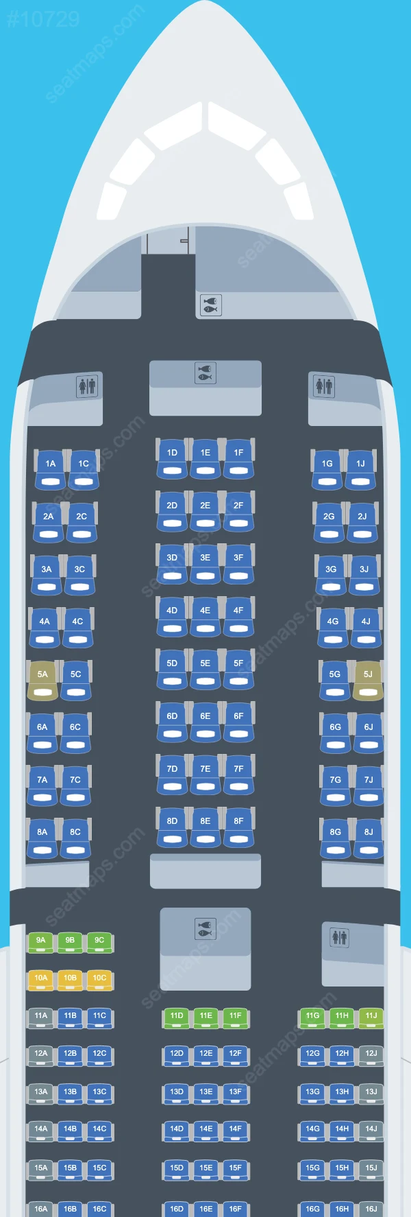 Схема салона Norse Atlantic Airways в самолете Boeing 787 787-9
