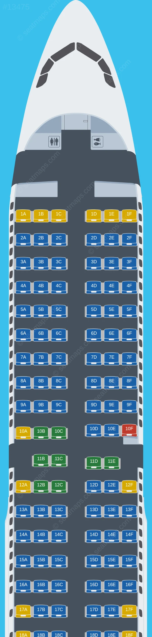FlyOne Romania Airbus A321-200 seatmap preview