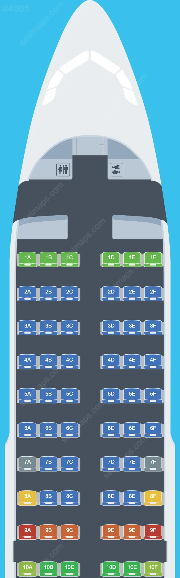 Схема салона British Airways в самолете Airbus A319 A319-100 V.1