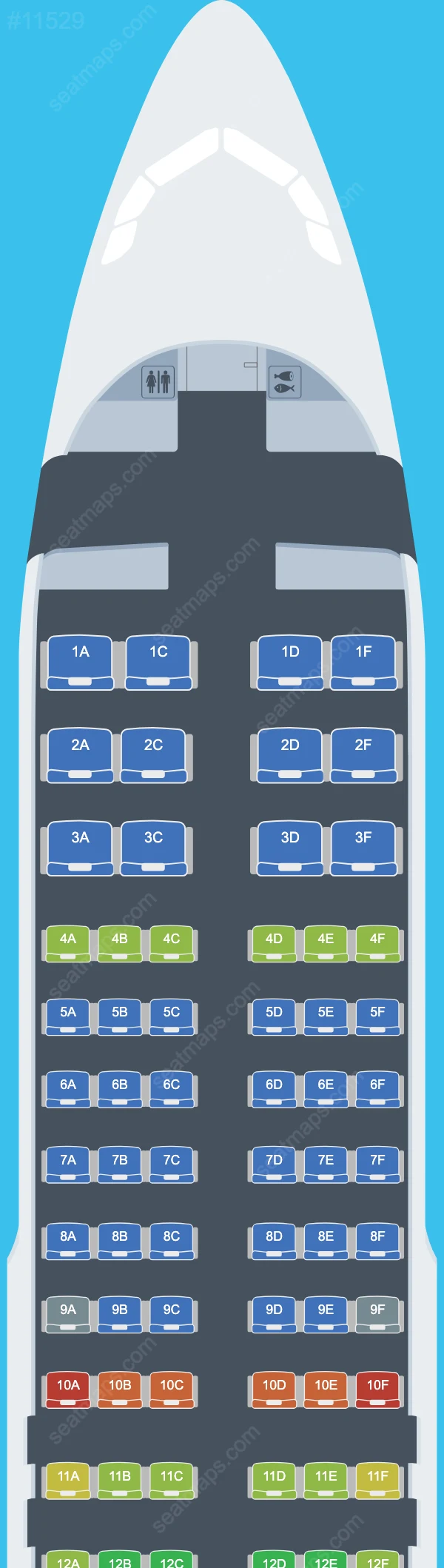 Схема салонов Dan Air в самолетах Airbus A320 A320-200 V.2