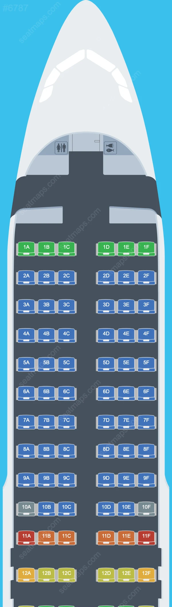 Aruba Airlines Airbus A320-200 V.1 seatmap preview