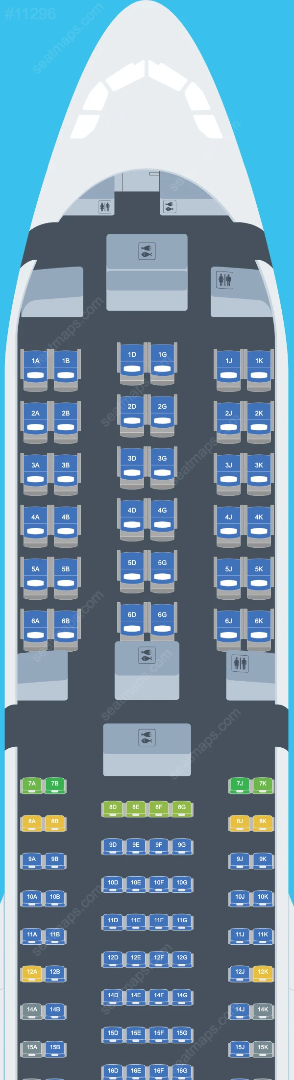 flyCAA Airbus A330-300 seatmap preview