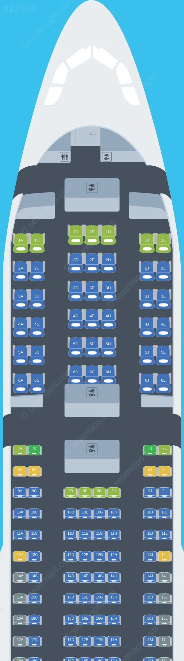 Seat map of Iberia Airbus A330-200 aircraft